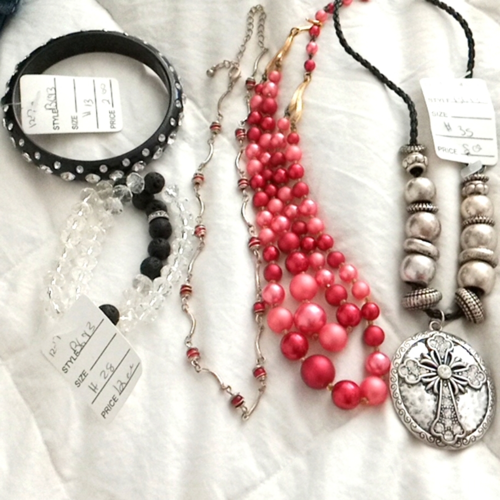3 necklaces and 2 bracelets